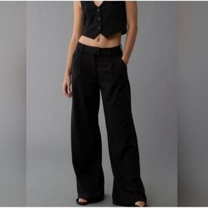 AE American Eagle Stretch Poppy Trouser Black Women's Size 6 Short